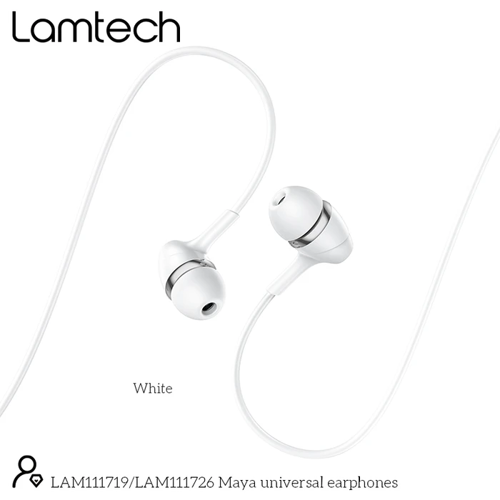 Handsfree Ακουστικά Lamtech FASHIONABLE 3,5mm EARPHONES WHITE