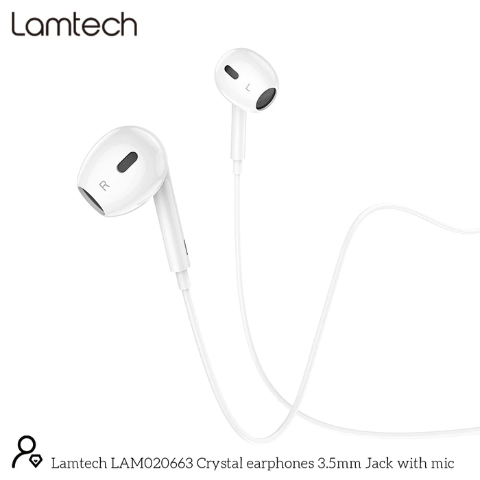 Handsfree Ακουστικά Lamtech Stereo 3,5mm JACK WHITE
