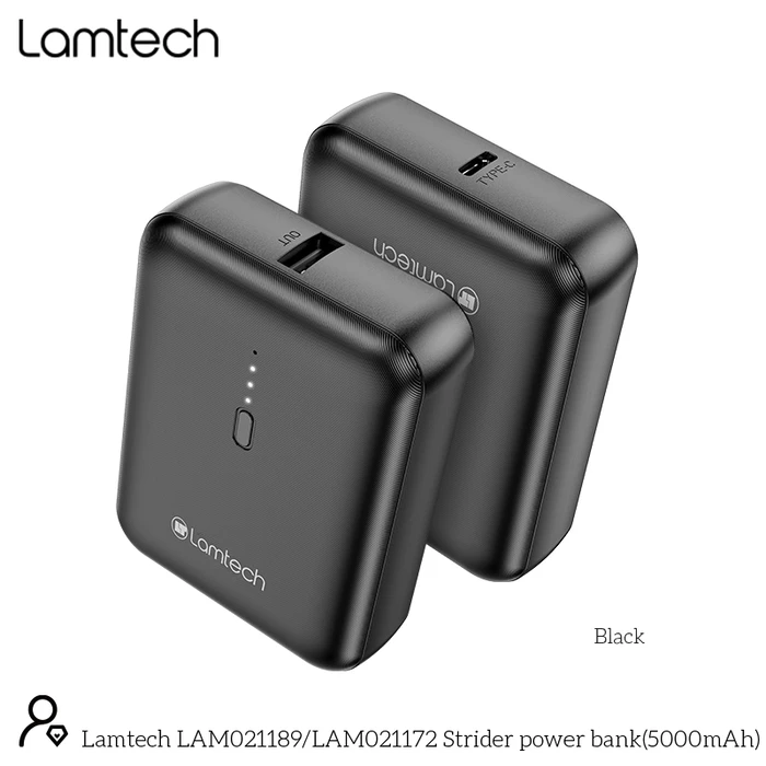 Power Bank Lamtech 5000MAH Black