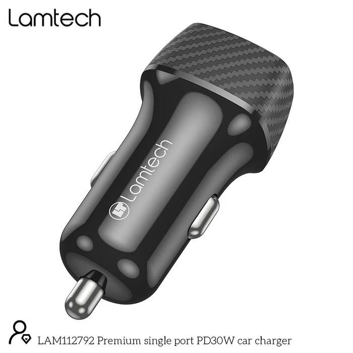 Φορτιστής Αυτοκινήτου Lamtech PREMIUM FAST IN-Type-C PD30W Black