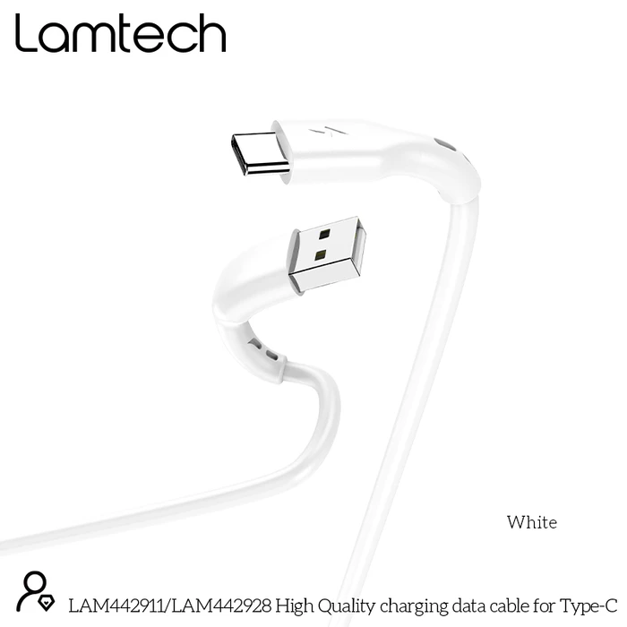Καλώδιo USB Lamtech Data Type-C 1m WHITE