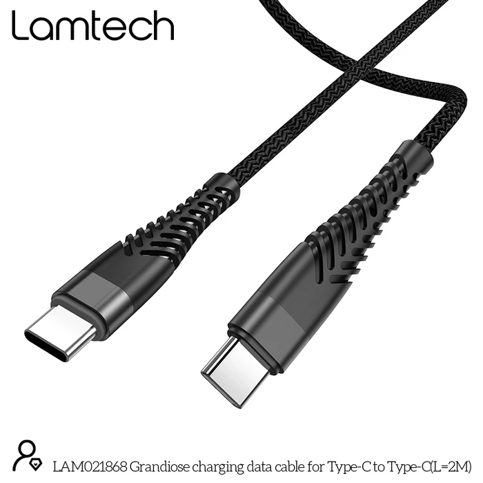 Καλώδιo USB Lamtech HQ UNBREAKABLE Type-C to Type-C 2M