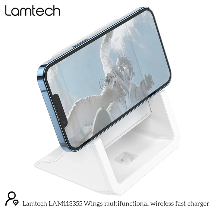 Ασύρματος Φορτιστής Lamtech Wireless FAST CHARGER 15W with STAND White