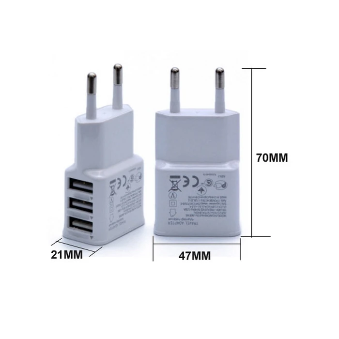 Φορτιστής Πρίζας Lamtech 3xUSB 2,1A WHITE