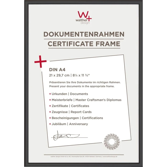 Κορνίζα Τοίχου Walther New Lifestyle 21x29,7 Resin Black DIN A4 KV130B