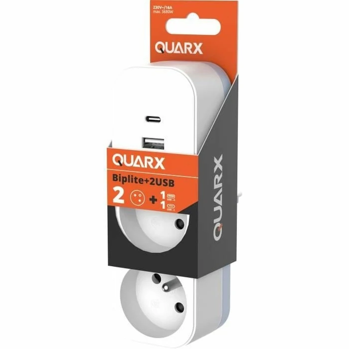 Πολύπριζο με 2 Πρίζες με διακόπτη QUARX 3680 W 