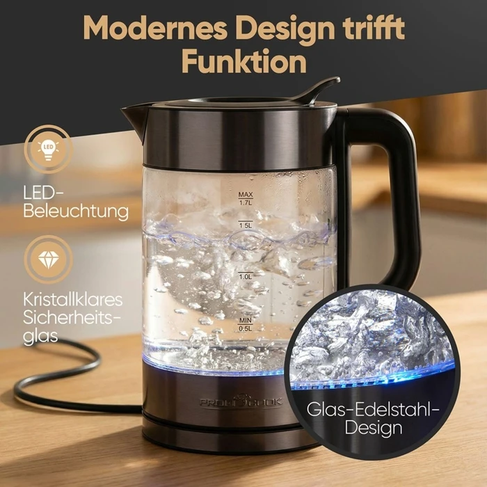 Βραστήρας ProfiCook PC-WKS 1322 G Darkinox LED 1,7L