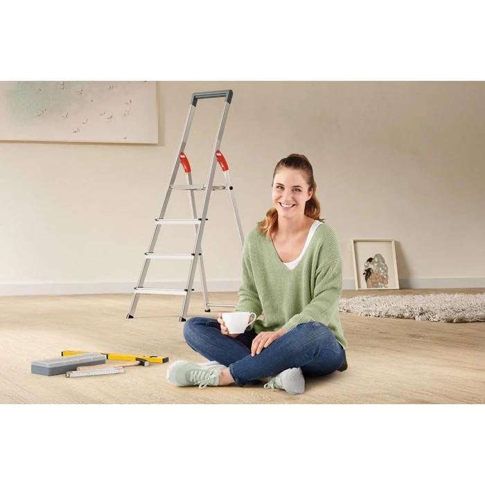 Hailo L51 StandardLine – 4-step Aluminum Safety Step Ladder