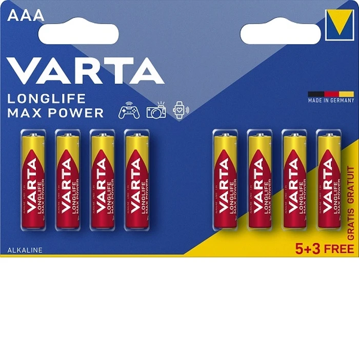 Batteries Varta Alkaline AAA Longlife Max Power B5+3