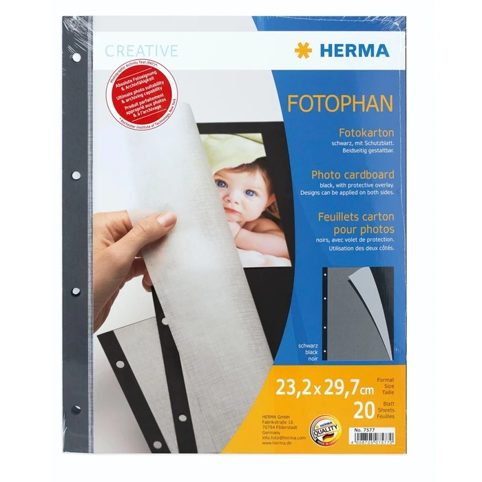 Αρχειοθέτηση φωτογραφιών Herma Photo Carton black 20 φύλλα 230 x 297 mm 7577