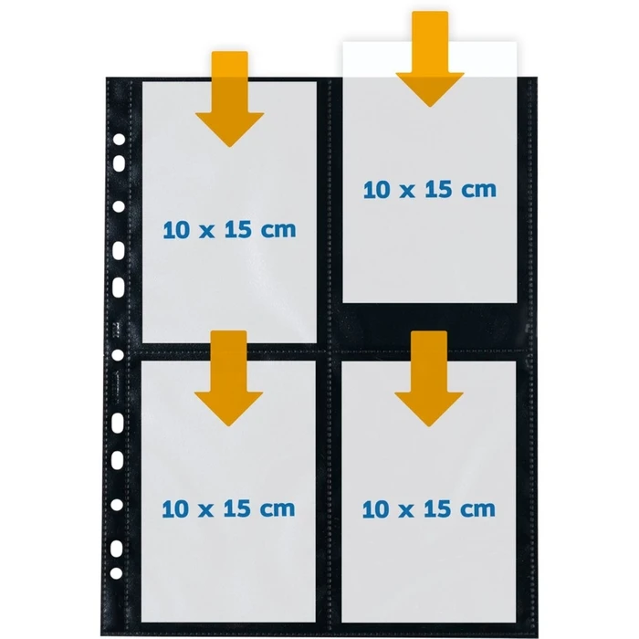 Αρχειοθέτηση φωτογραφιών HERMA Fotophan θήκες φωτογραφιών 10x15cm κάθετες μαύρες 10 φύλλα 7785