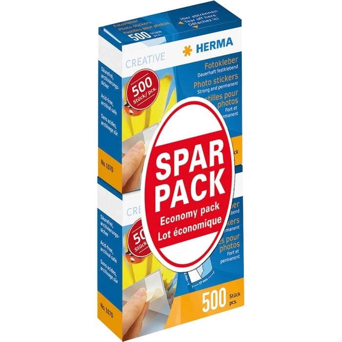 Αρχειοθέτηση φωτογραφιών HERMA Photo Stickers 1x20 Twin Pack 2x500 τεμ. 12x17 mm διπλής όψης μόνιμης κόλλησης acid-free