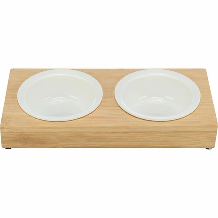 Ταΐστρα Σκύλων Trixie Λευκό Φυσικό Κεραμικά Bamboo ? 12 cm 2 x 250 ml 30 ? 5 ? 14 cm