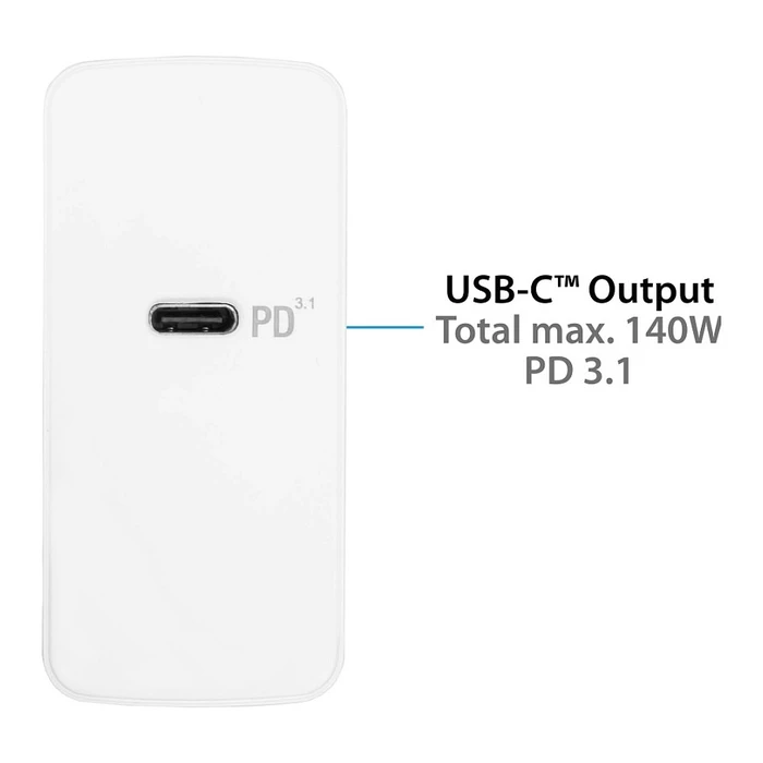 GoodConnections Φορτιστής 140W USB-C QC5.0 με καλώδιο USB-C 1,2m, Λευκό