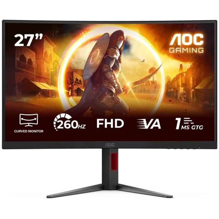 AOC C27G4Z2 - 27" Curved Gaming Monitor, 260Hz (OC 280Hz), Full HD 1920x1080, Fast VA, 1ms (GtG), HDR10, 1500R