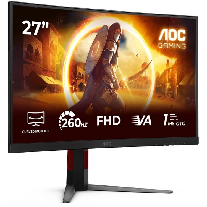 AOC C27G4Z2 - 27" Curved Gaming Monitor, 260Hz (OC 280Hz), Full HD 1920x1080, Fast VA, 1ms (GtG), HDR10, 1500R
