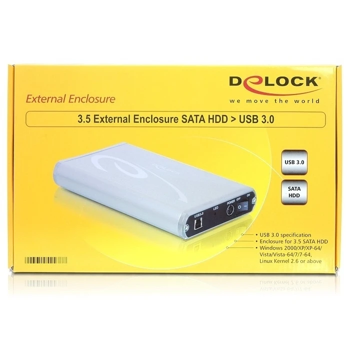 Metatropes Delock Hard Drive Enclosure 3.5 SATA III to USB 3.0 Silver