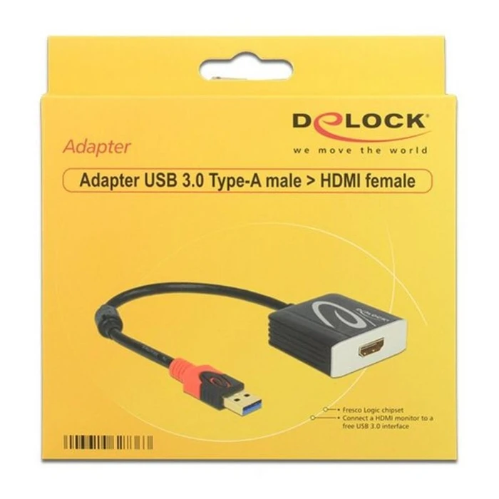 Αντάπτορας USB 3.0 σε HDMI DELOCK 62736 20 cm Μαύρο