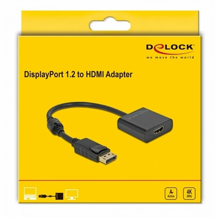 Αντάπτορας DisplayPort σε HDMI Delock 63585 Μαύρο 20 cm