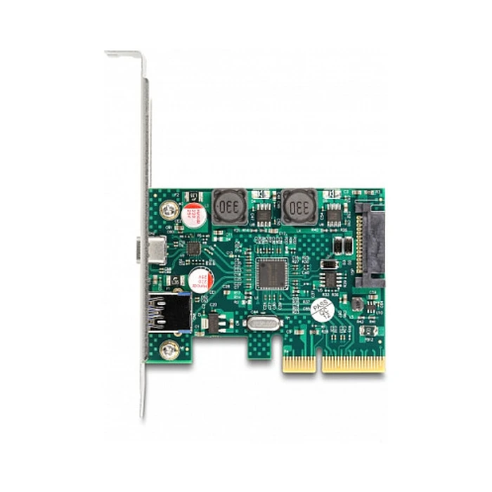 Delock PCI Express x4 Card — 1x external USB 10 Gbps Type-C™ + 1x external USB 10 Gbps Type-A — Low Profile