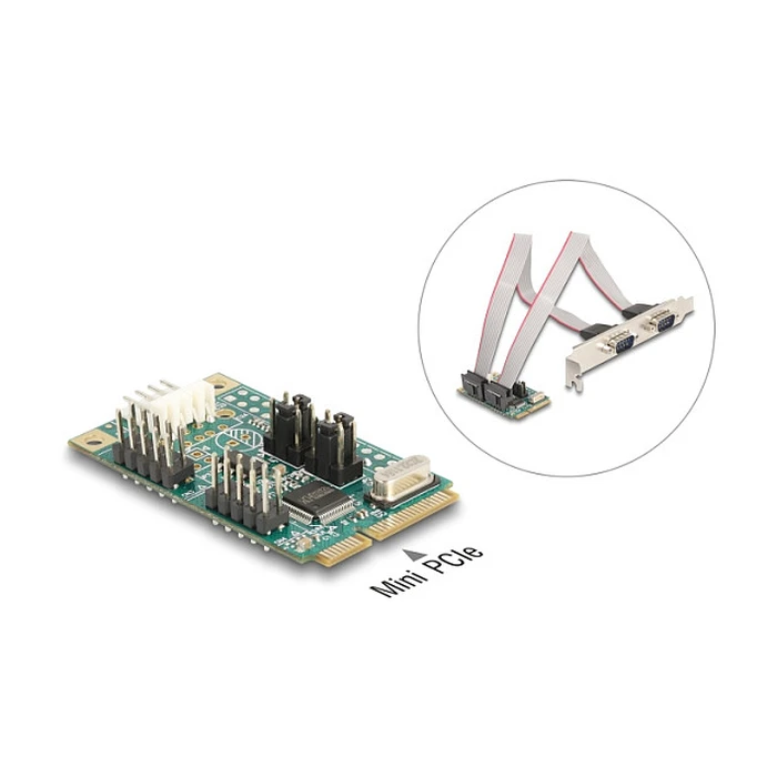 Mini PCIe I/O PCIe full size 2 x Serial RS-232 with voltage supply 5 V / 12 V