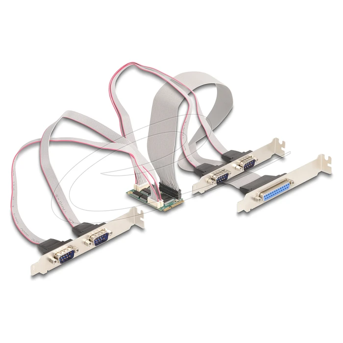 Delock Mini PCIe I/O κάρτα (full size) με 4 x σειριακές θύρες RS-232 και 1 x παράλληλη θύρα (Μοντέλο 95279)