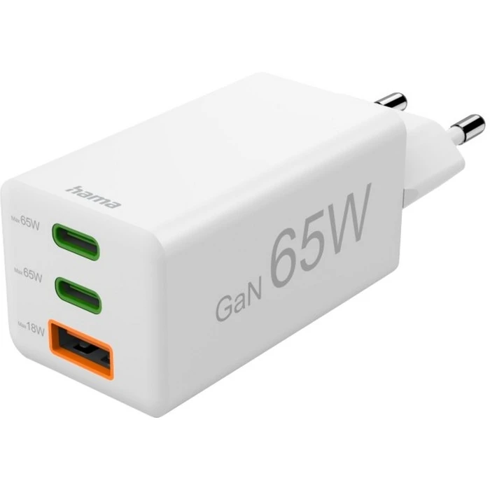 Hama 65W Φορτιστής GaN 2×USB-C + 1×USB-A (PD/QC) για Laptop