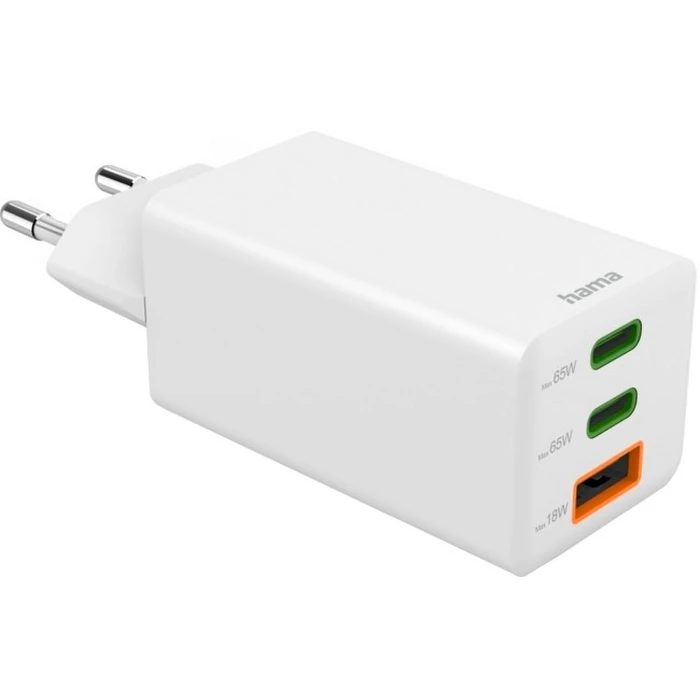 Hama 65W Φορτιστής GaN 2×USB-C + 1×USB-A (PD/QC) για Laptop