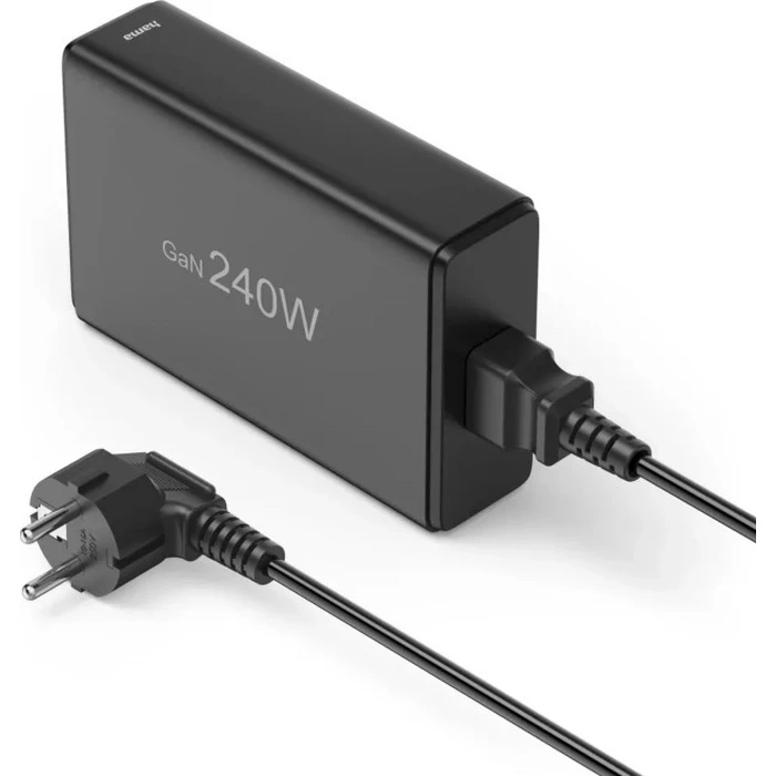 Hama σταθμός φόρτισης GaN 240W, 4×USB‑C & 1×USB‑A, μαύρο (MPN 201977)