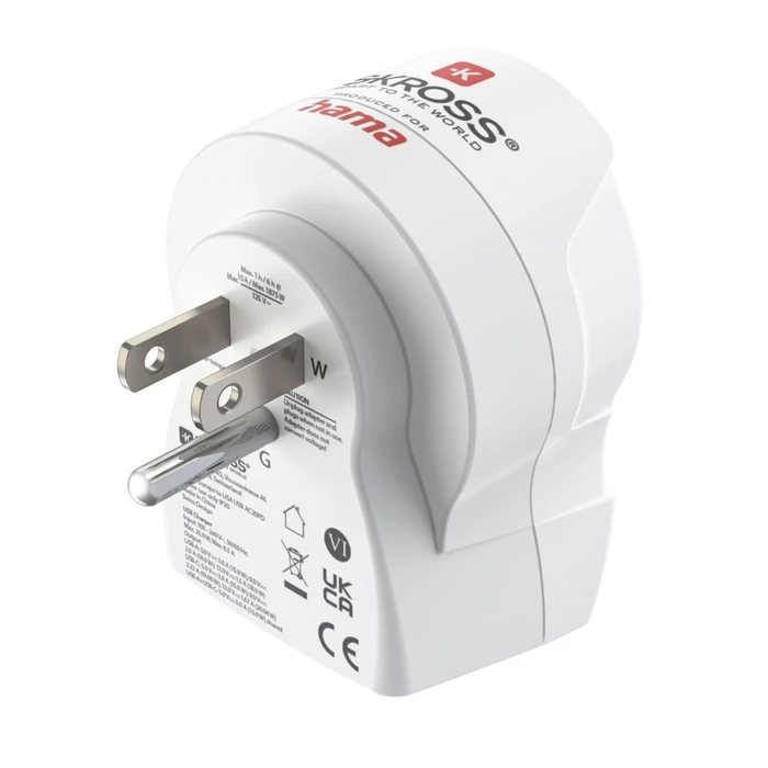 Hama αντάπτορας ταξιδίου EU σε US με USB-C (PD) 20W, SKU 246922, MPN 223479