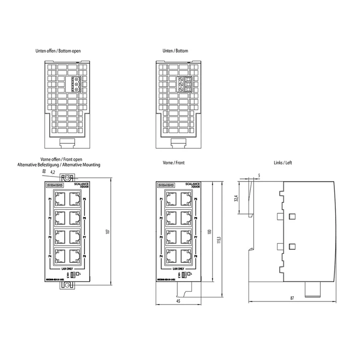 Siemens SCALANCE XB008 (6GK5008-0BA10-1AB2) Αδιαχειρίστο Industrial Ethernet Switch, 8 θύρες Gigabit