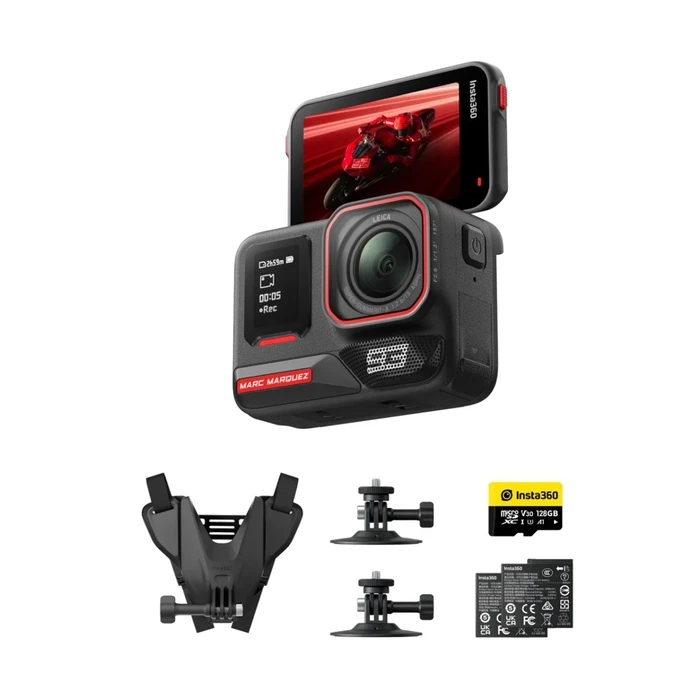 Action Camera Insta360 Ace Pro 2 Marc Marquez 93 - Dual Battery, 128GB MicroSD, Motorcycle Helmet