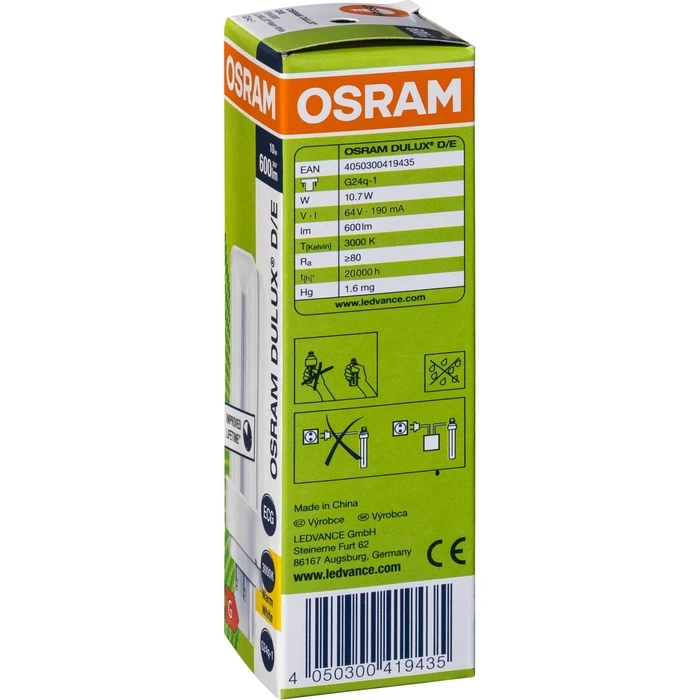 Λάμπα εξοικονόμησης ενέργειας Osram DULUX D/E 10W 3000K G24q-1