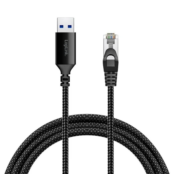 LogiLink καλώδιο/adapter USB 3.0 A (αρσ.) σε RJ45 (αρσ.) 1,5 m – μαύρο/γκρι