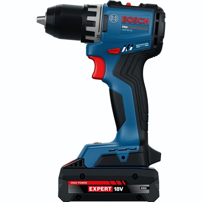 Bosch GSR 18V-52 Professional Σετ Κρουστικού Δραπανοκατσάβιδου (GBA 18V 2.0Ah, GBA 18V 4.0Ah, GAL 18V-40, L-BOXX)