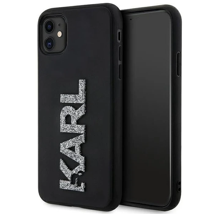 Karl Lagerfeld KLHCN613DMBKCK Apple iPhone 11/XR black hardcase 3D Rubber Glitter Logo