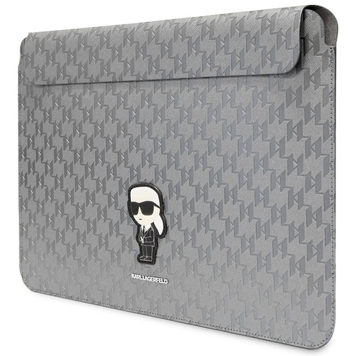 Karl Lagerfeld Sleeve KLCS14SAKHPKG 14 inch silver Saffiano Monogram Ikonik