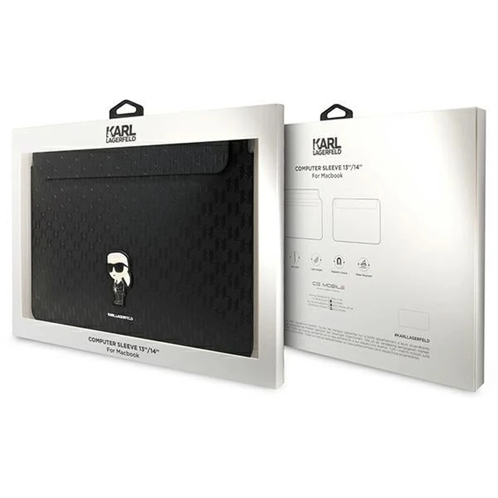 Karl Lagerfeld Sleeve KLCS14SAKHPKK 14 inch black Saffiano Monogram Ikonik