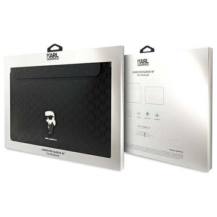 Karl Lagerfeld Sleeve KLCS16SAKHPKK 16 inch black Saffiano Monogram Ikonik