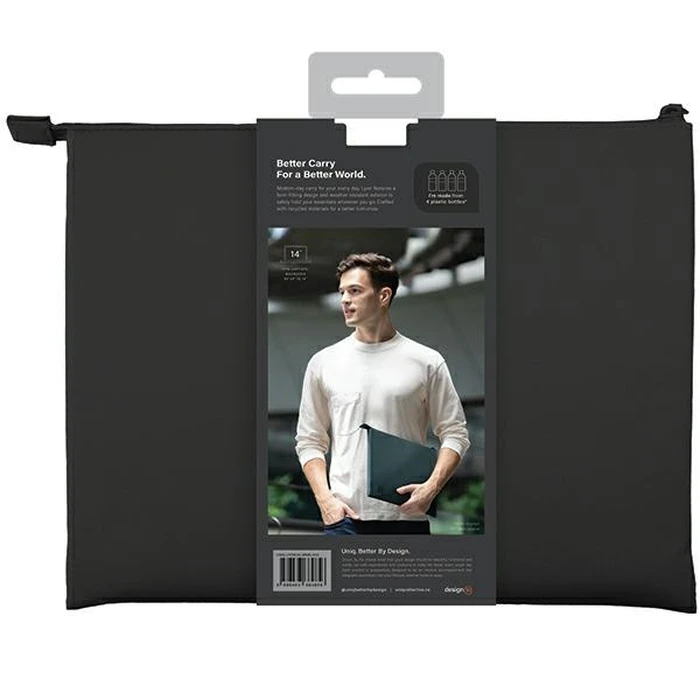 UNIQ Lyon laptop Sleeve 16 inch Waterproof RPET midnight black