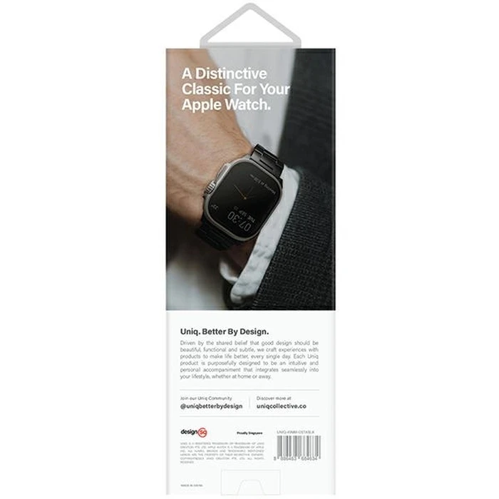 UNIQ Osta strap Apple Watch 4/5/6/7/SE/8/9/Ultra 44/45/49mm Stainless Steel black/midnight black