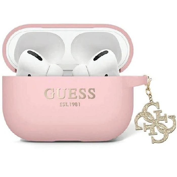 Guess GUAP2LECG4P Apple AirPods Pro 2 cover Liquid Silicone Glitter Triangle Charm pink