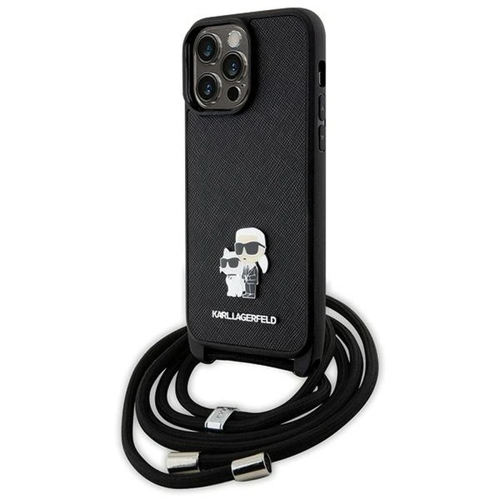 Karl Lagerfeld KLHCP14XSAKCPSK Apple iPhone 14 Pro Max hardcase Crossbody Saffiano Metal Pin black