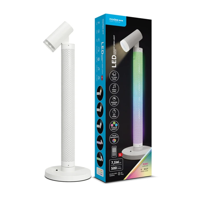 Επιτραπέζιο Φωτιστικό LED Modee 7,5W 3CCT + RGB με Τηλεχειριστήριο, Λευκό