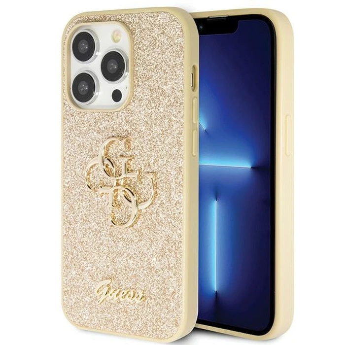 Guess GUHCP14LHG4SGD Apple iPhone 14 Pro hardcase Glitter Script Big 4G gold