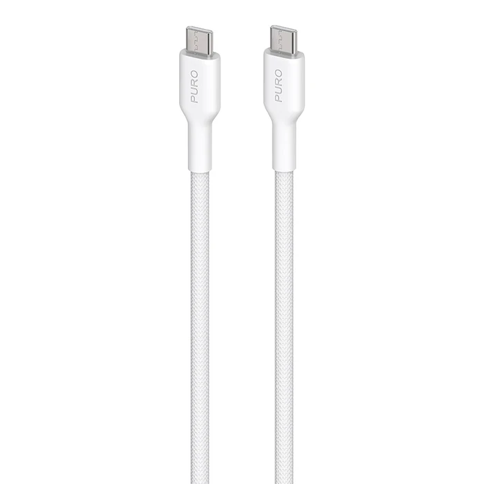 Cable PURO Fabric Ultra Strong heavy duty USB-C/USB-C 1,2m (white)