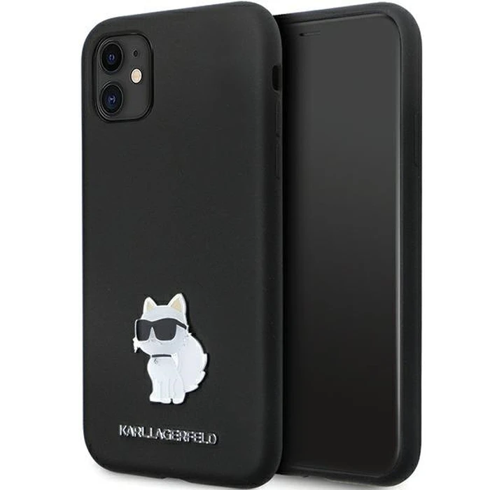 Karl Lagerfeld KLHCN61SMHCNPK iPhone 11/XR hardcase Silicone C Metal Pin black