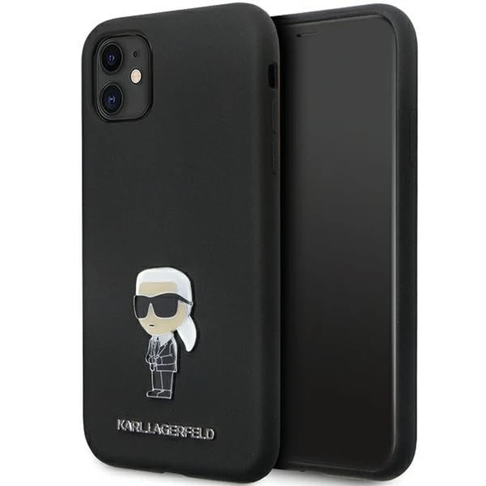 Karl Lagerfeld KLHCN61SMHKNPK iPhone 11/XR Silicone Ikonik Metal Pin black