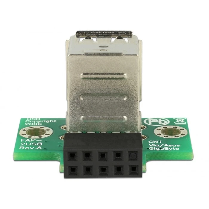 Connector Delock Αντάπτορας USB 2.0 9 pin header (F) σε 2x USB (F) 41429, 2.54mm