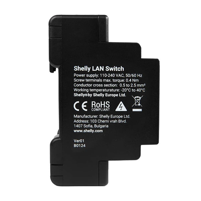 Network Switch Shelly Ethernet με 5 RJ45 LAN (Μαύρο)